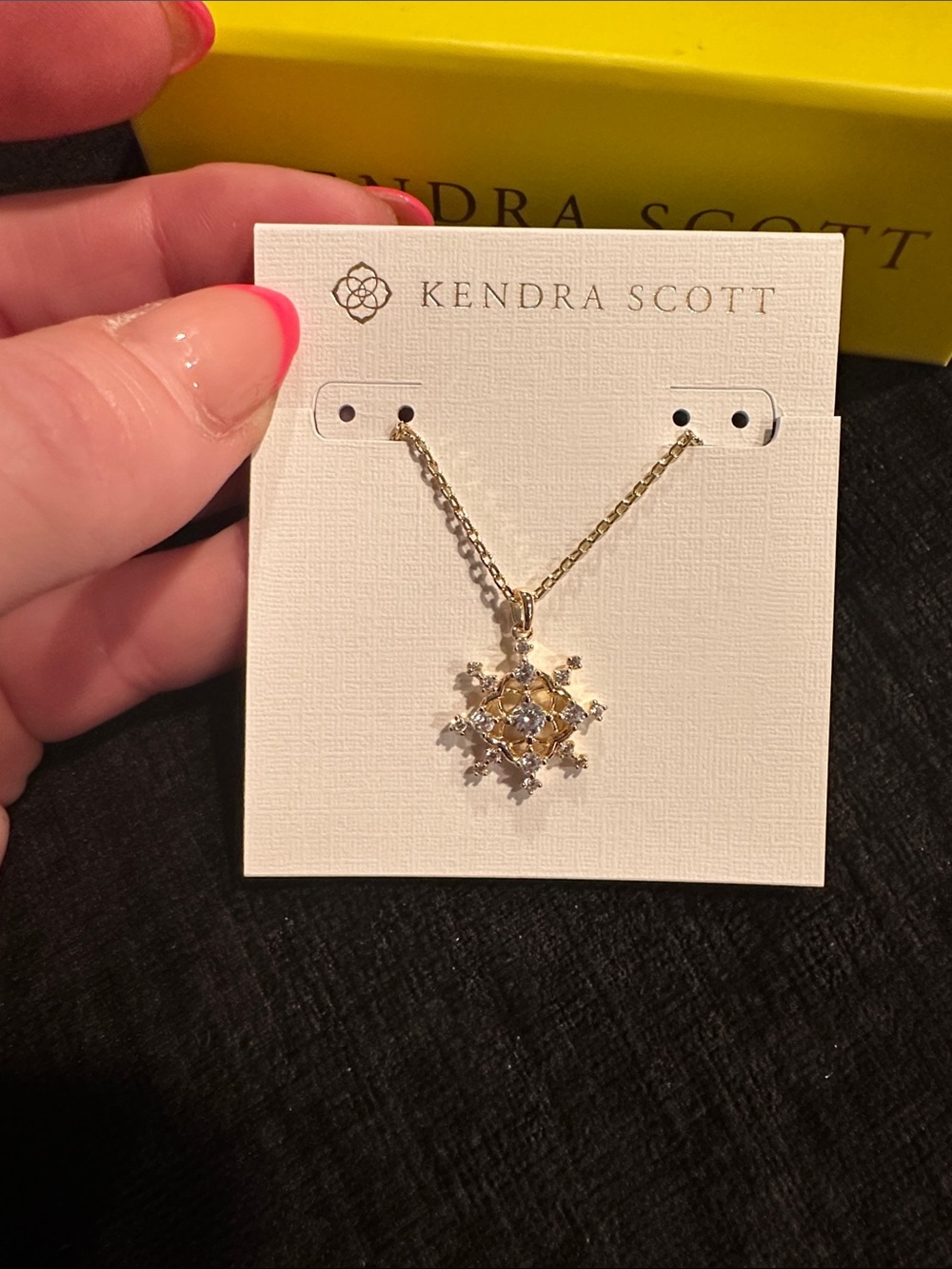 Kendra Scott Gold and Clear Crystal Starburst Pendant Necklace